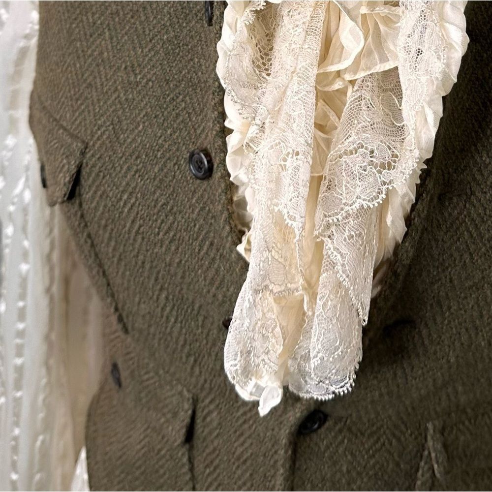 Ralph Lauren Olive Herringbone and Leather Gilet Waistcoat Vest - Picture 11 of 16
